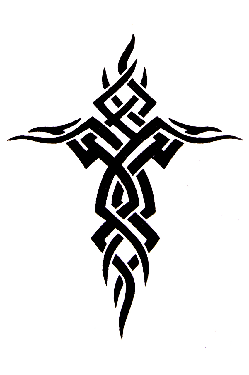Kříž - tribal - Samolepící tetování vel. S